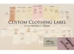 Sew-on Clothing label, Centerfold 25mm TOP seam, SATIN ribbon, 100 labels